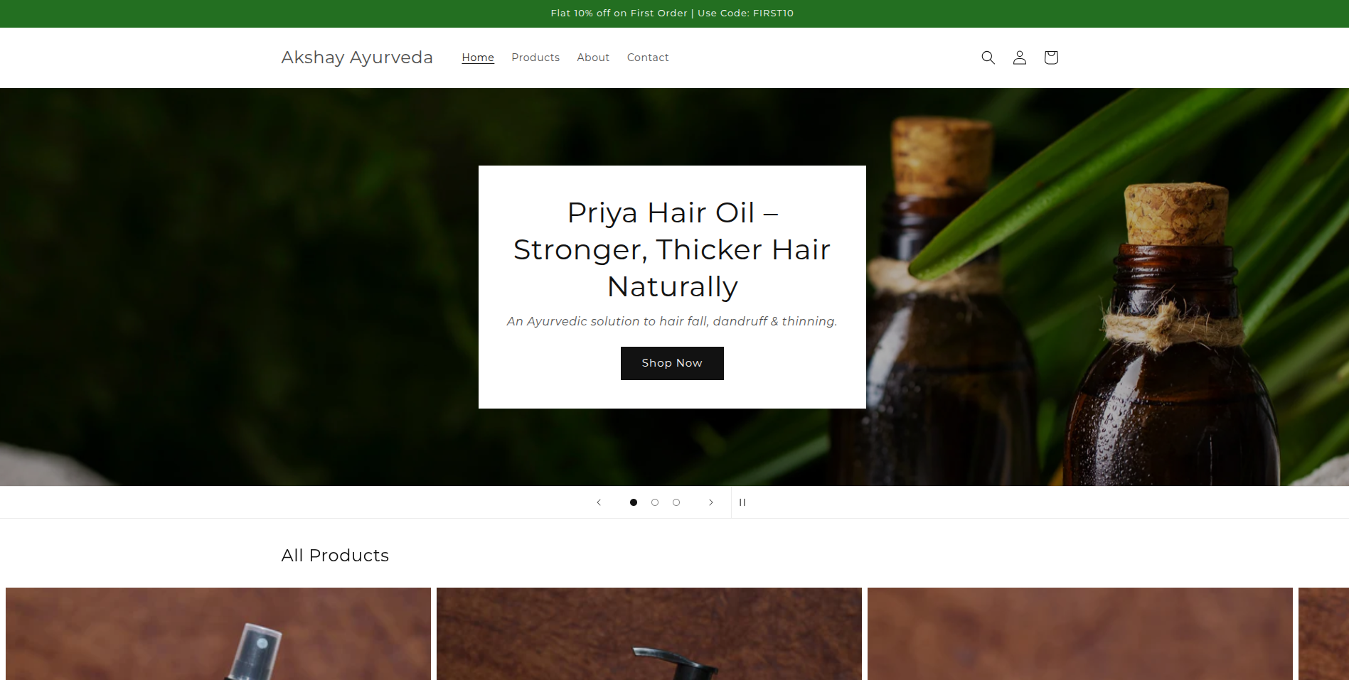 Akshay Ayurveda - E-commerce Web Application